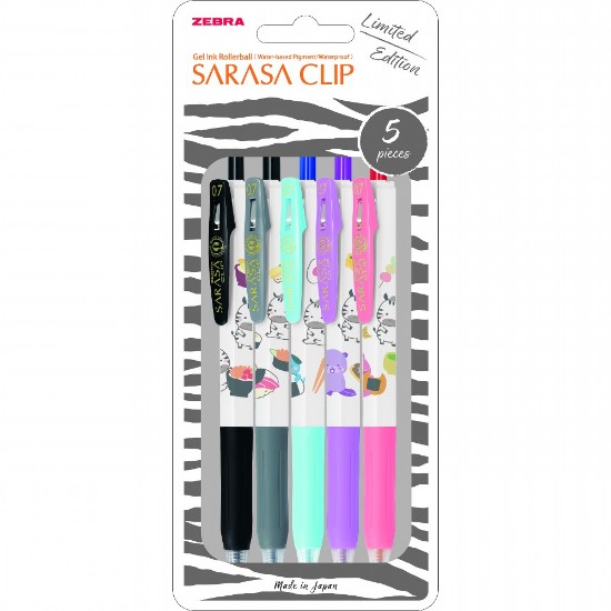 Picture of 5 Sarasa Clip Kawaii Animal Gel Pens 0.7 mix (JJB15-KA-5C)