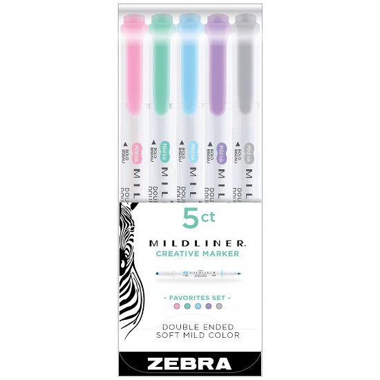 Picture of 5 Mildliner Favorites Highlighters 1.4/4.0 - Assorted