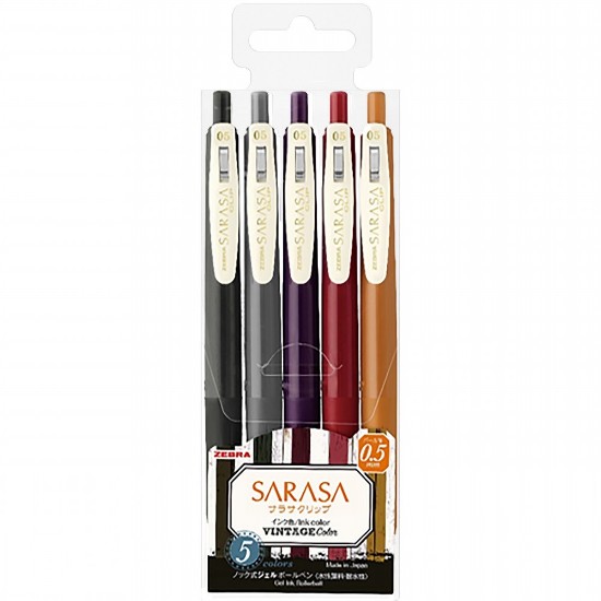 Picture of 5 Sarasa Clip Vintage II Gel Pens 0.5 - Mix