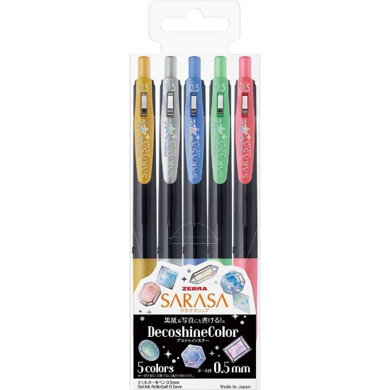 Εικόνα της 5 Gel Sarasa Clip Decoshine 0,5 - Mix Στυλό