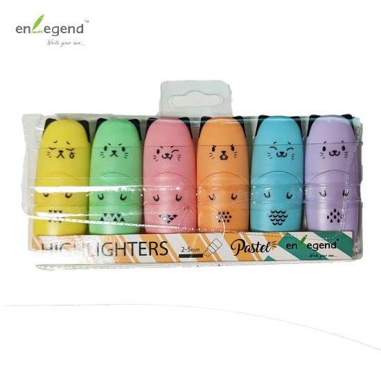 Picture of 6 mini highlighters animal pastel