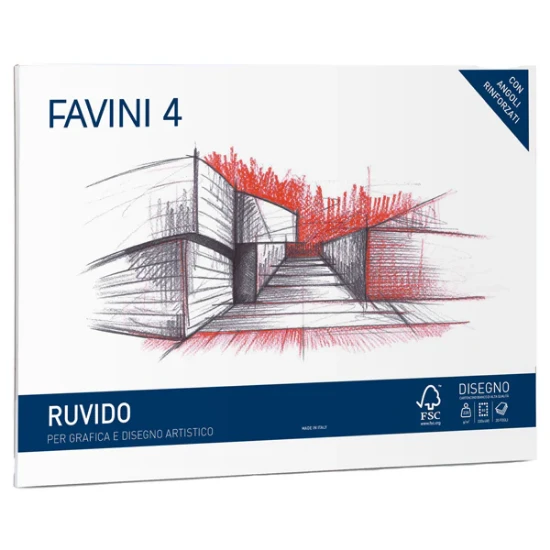 Εικόνα της Μπλοκ FAVINI 4 CARTANGOLI 20φ 220g Τραχύ λευκό 33x48