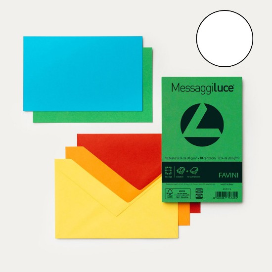 Picture of Envelopes (10) 9x14 90g + Cards (10) 200g White (01) MESSAGGI
