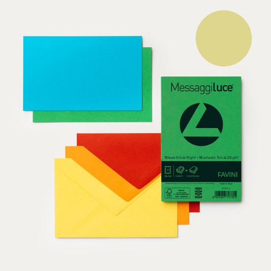 Picture of Envelopes (10) 9x14 90g + Cards (10) 200g Light Yellow (07) MESSAGGI