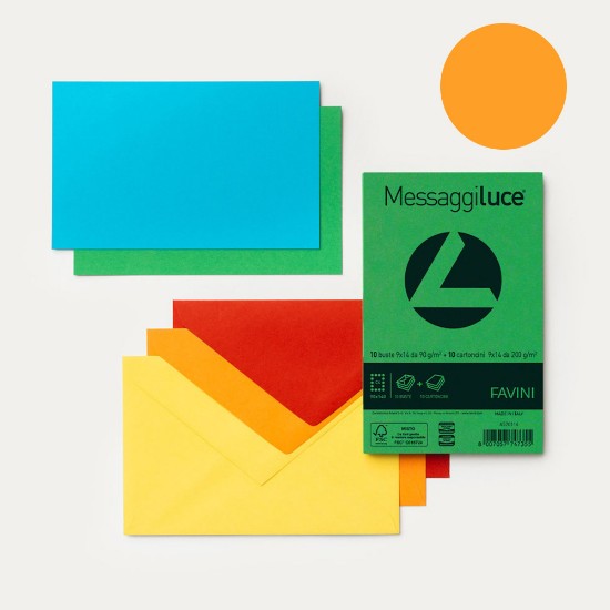 Picture of Envelopes (10) 9x14 90g + Cards (10) 200g Orange (56) MESSAGGI