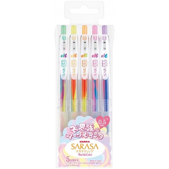 Picture of 5 Sarasa Clip Marble Gel Pens 0.5  Mix