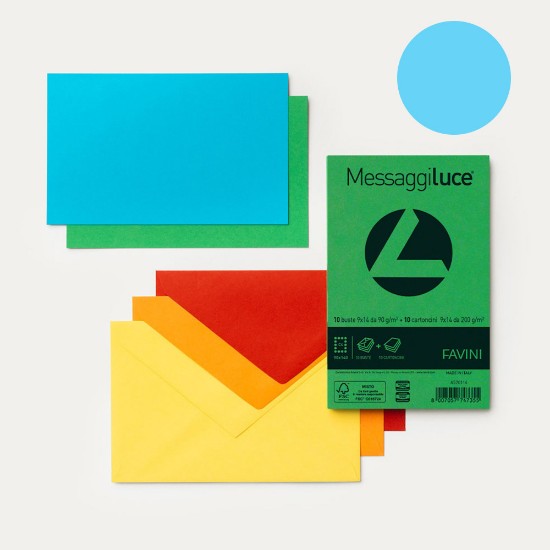 Picture of Envelopes (10) 9x14 90g + Cards (10) 200g Blue (55) MESSAGGI
