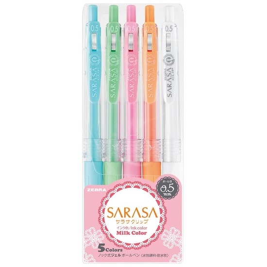 Εικόνα της 5 Gel Sarasa Clip Milk 0,5 - Mix Στυλό